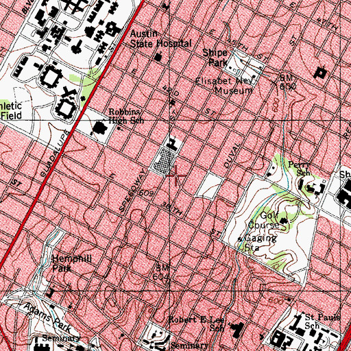 Topographic Map of Hildreth-Flanagan-Heierman House, TX
