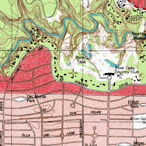 Topographic Map of Cleveland Harding Sewall House, TX