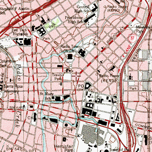 Topographic Map of Calcasieu Building, TX