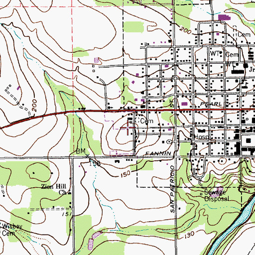 Topographic Map of Captain Barton Peck House, TX