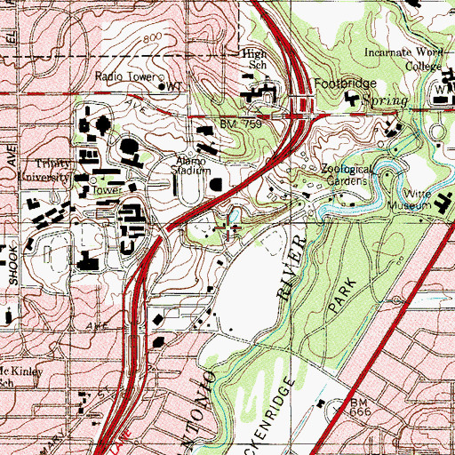 Topographic Map of Alamo Portland and Roman Cement Works, TX