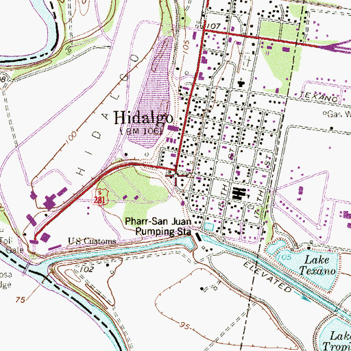 Topographic Map of Old Hidalgo Courthouse and Buildings, TX