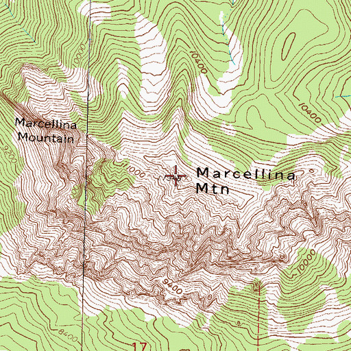 Topographic Map of Marcellina Mountain, CO