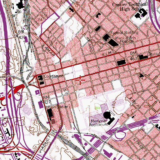 Topographic Map of Santa Fe Terminal Buildings Number 1 and Number 2, TX