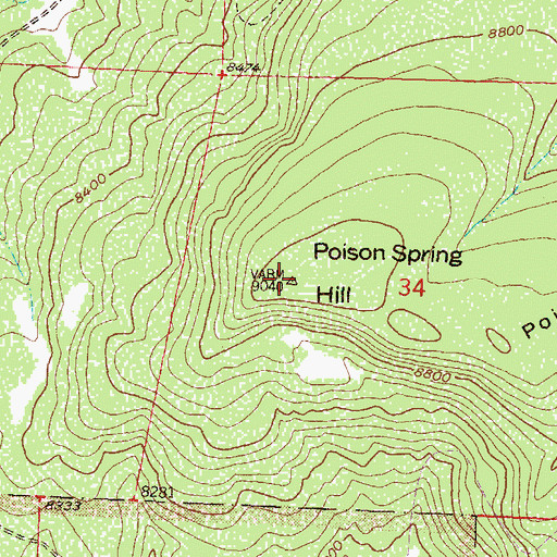 Topographic Map of Poison Spring Ridge, CO