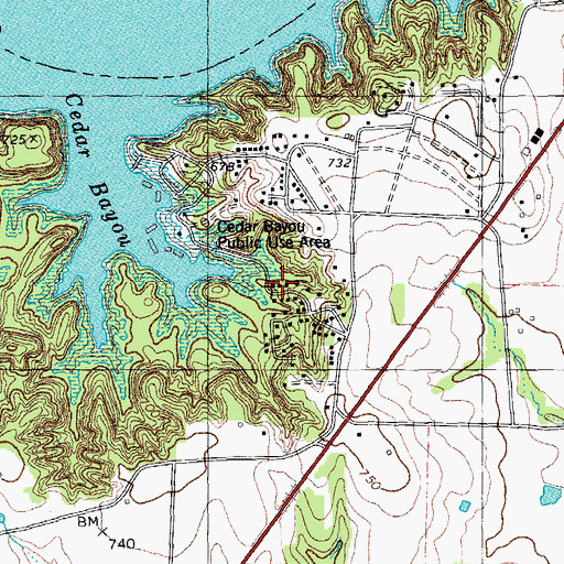 Topographic Map of Cross Timbers Hiking Trail, TX
