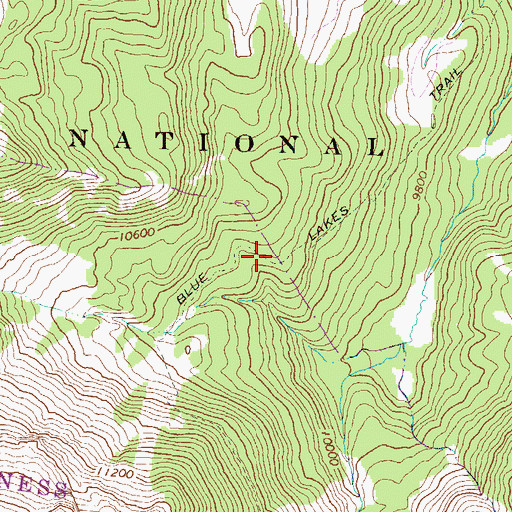 Topographic Map of Blue Lakes Trail, CO