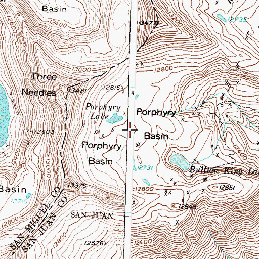 Topographic Map of Porphyry Basin, CO