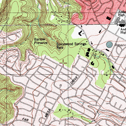 Topographic Map of Spicewood Springs Preserve Trail, TX