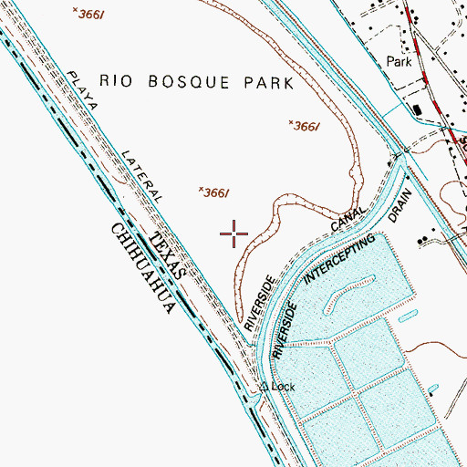 Topographic Map of Rio Bosque Wetlands Park Trails, TX