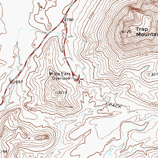 Topographic Map of Mule Ears - Smoky Creek Trail, TX