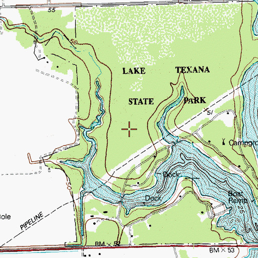 Topographic Map of Lake Texana State Park Trail, TX