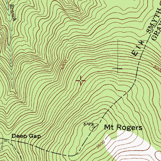 Topographic Map of Lewis Fork Wilderness, VA