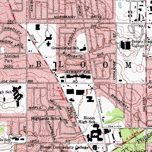 Topographic Map of Olympia Plaza Shopping Center, IL