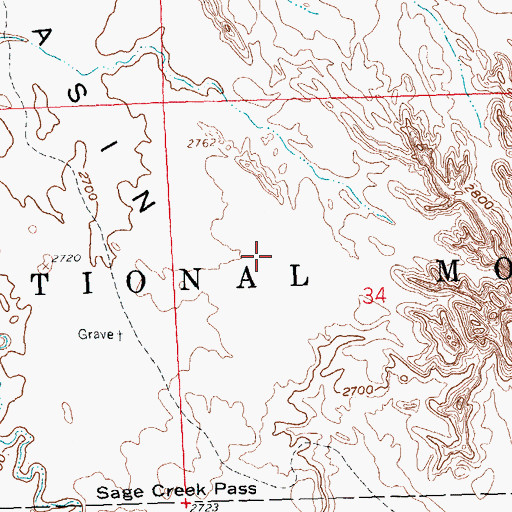 Topographic Map of Badlands Wilderness, SD