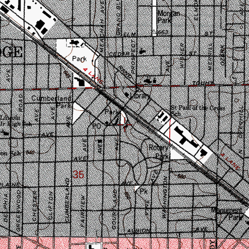 Topographic Map of Park Ridge City Hall, IL