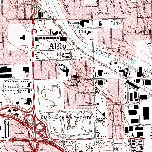 Topographic Map of Alsip Village Hall, IL