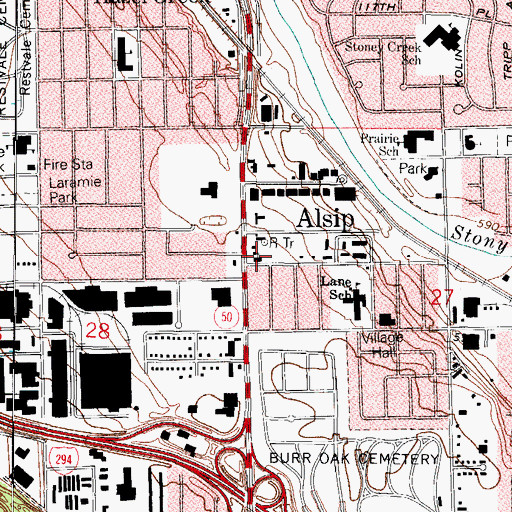 Topographic Map of Alsip Reformed Church, IL