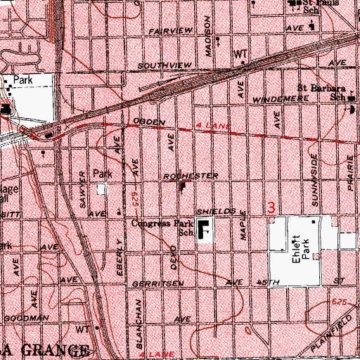Topographic Map of Community Church of Brookfield, IL