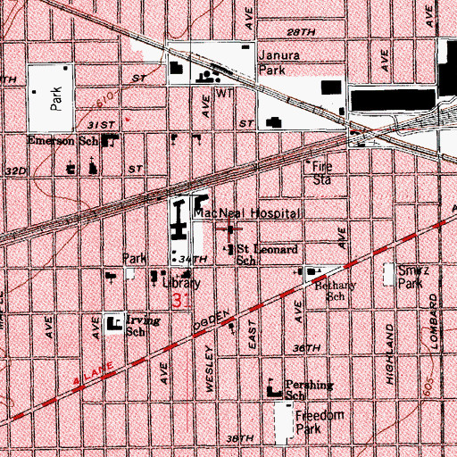Topographic Map of Saint Leonard's Catholic Church, IL