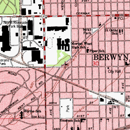 Topographic Map of Trinity Community Church, IL