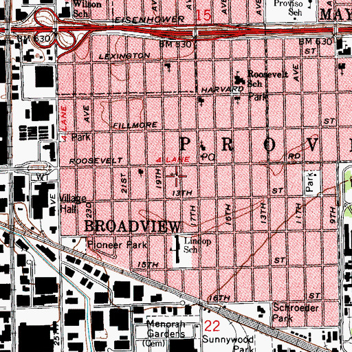 Topographic Map of Wesleyan Church of Broadview, IL