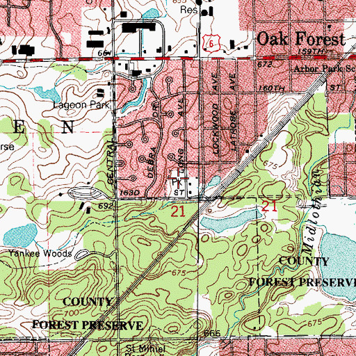 Topographic Map of Friendly Oaks Park, IL