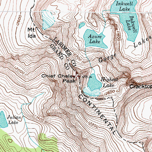 Topographic Map of Chief Cheley Peak (not official), CO