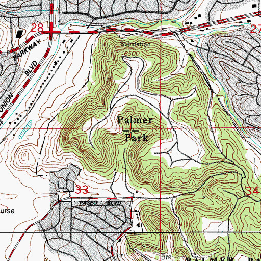 Topographic Map of Palmer Park, CO