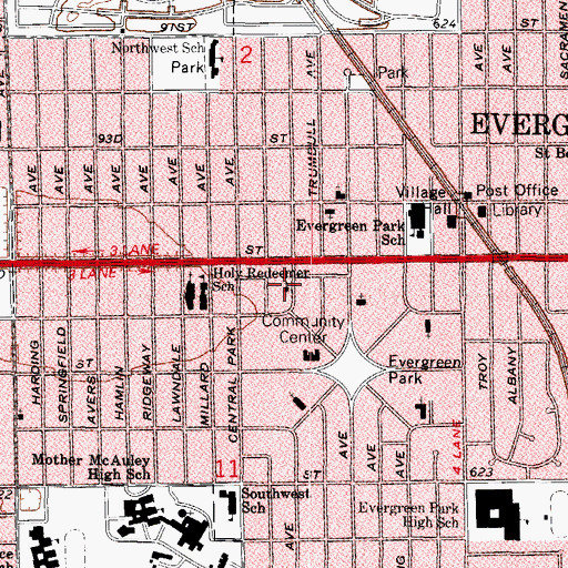 Topographic Map of Ebenezer Lutheran Church, IL