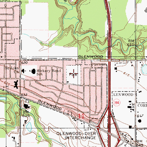 Topographic Map of Hickory Glen Park, IL