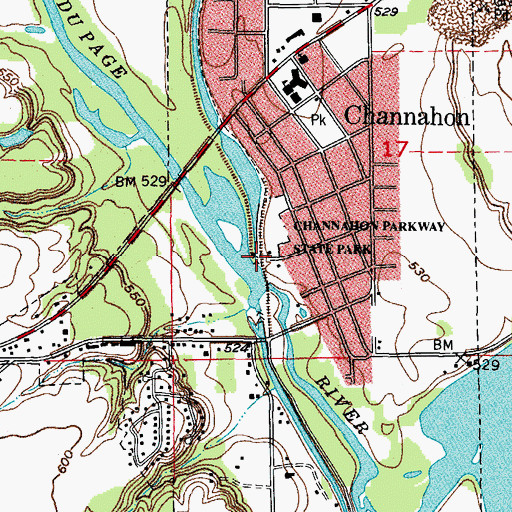 Topographic Map of Lock Number 6, IL