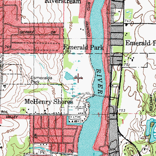 Topographic Map of Miller Riverfront Park, IL