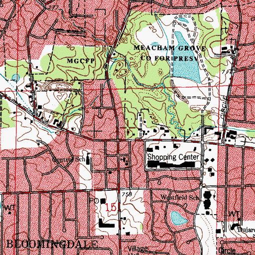 Topographic Map of Old Towne Shopping Center, IL