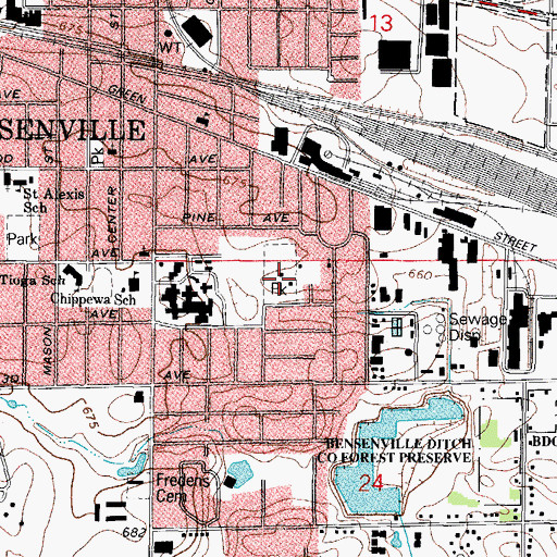 Topographic Map of Sunrise Park, IL
