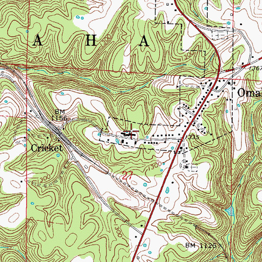Topographic Map of Omaha Middle School, AR