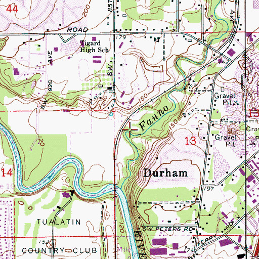 Topographic Map of Durham City Park, OR