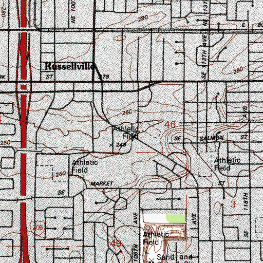 Topographic Map of East Portland Community Center, OR