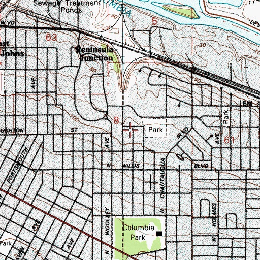 Topographic Map of University Community Center, OR