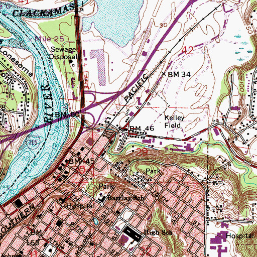 Topographic Map of End of the Trail Interpretive Center, OR