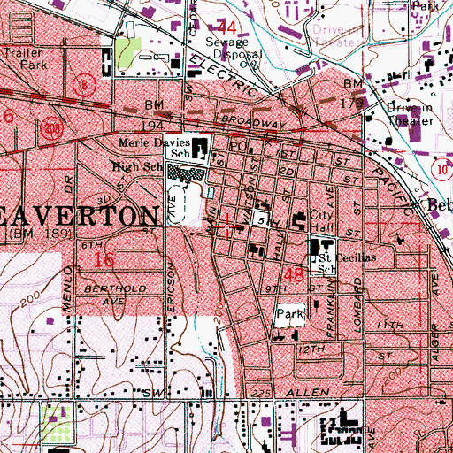 Topographic Map of City Park, OR
