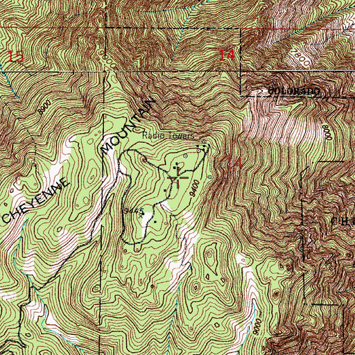 Topographic Map of KKCS-FM (Colorado Springs), CO