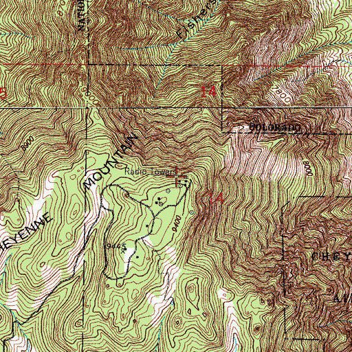 Topographic Map of KRDO-FM (Colorado Springs), CO