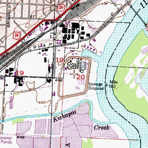 Topographic Map of Peoria Sanitary District Plant, IL