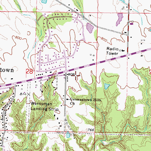 Topographic Map of Germantown Hills Middle School, IL