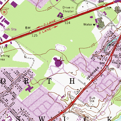 Topographic Map of North Brunswick Township High School, NJ