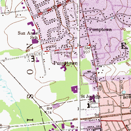 Topographic Map of Woodbrook Elementary School, NJ