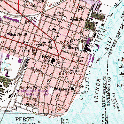 Topographic Map of Peterson Elementary School, NJ