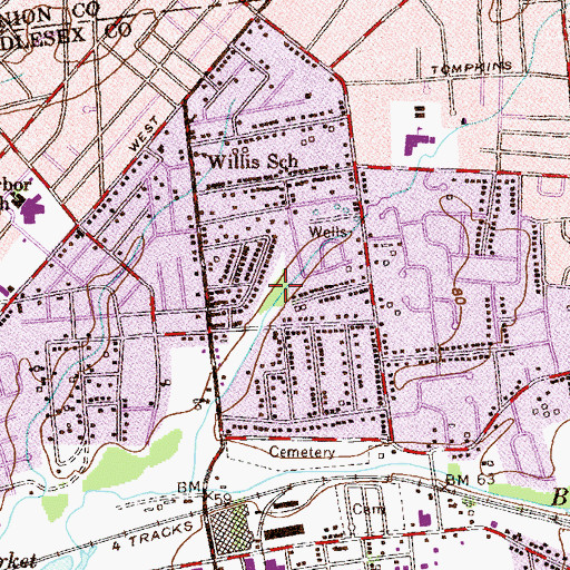Topographic Map of Walnut Park, NJ