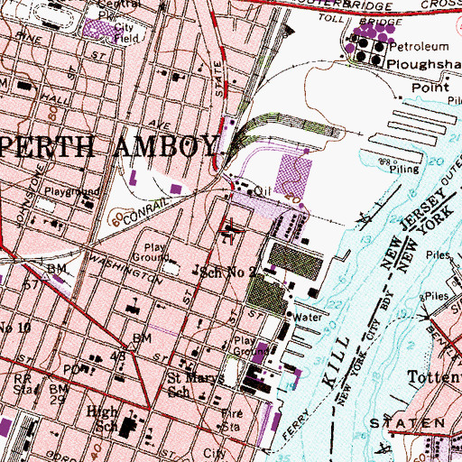 Topographic Map of Perth Amboy Catholic Intermediate School, NJ